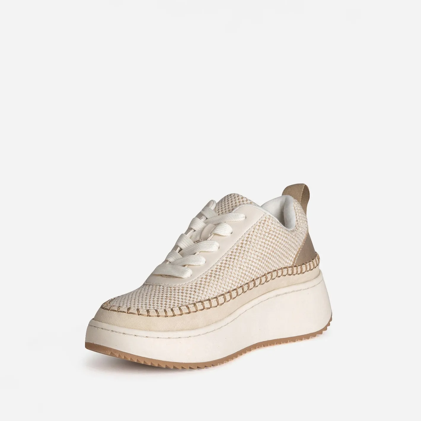 Tennis TEXTO beige tressage dé et surpiqûre contrastée^Eram