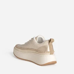 Tennis TEXTO beige tressage dé et surpiqûre contrastée^Eram