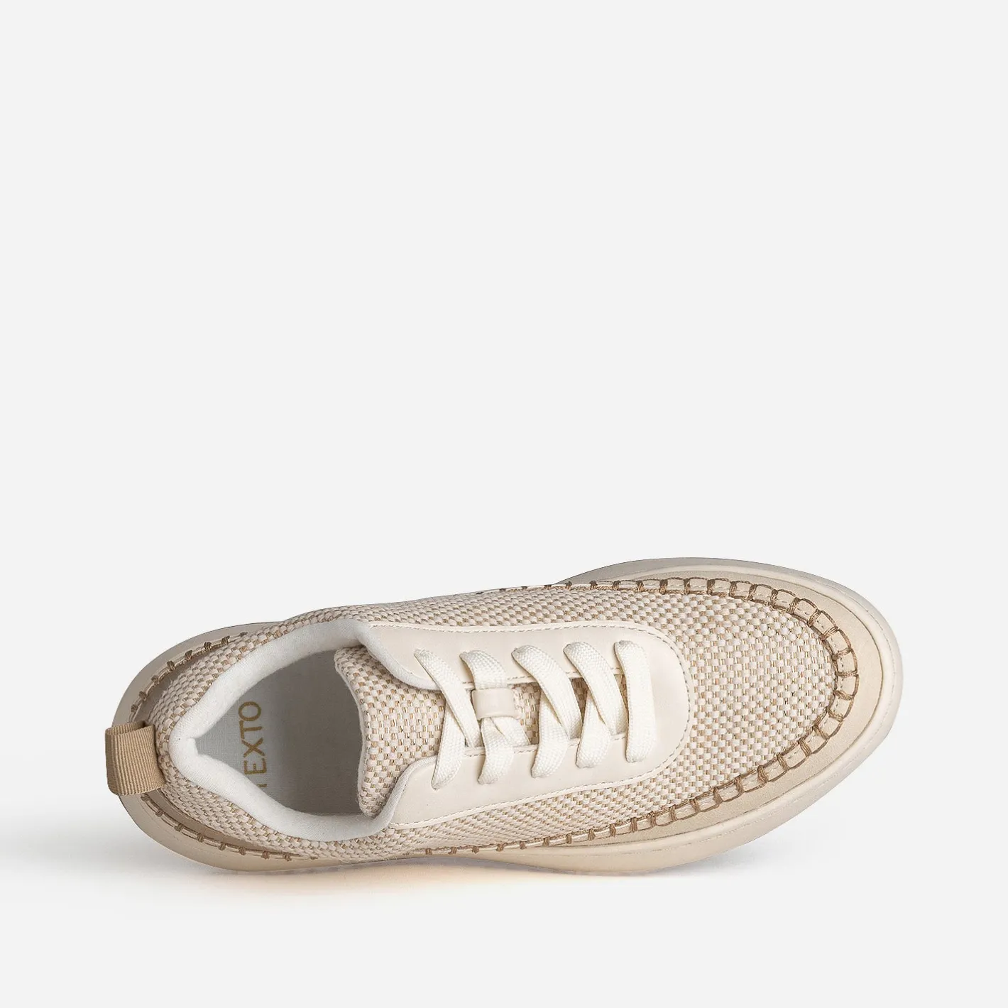 Tennis TEXTO beige tressage dé et surpiqûre contrastée^Eram