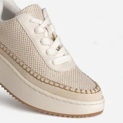 Tennis TEXTO beige tressage dé et surpiqûre contrastée^Eram