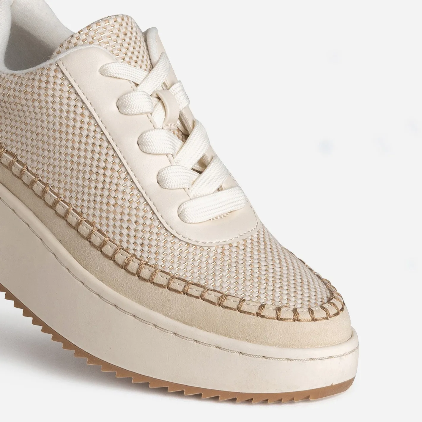 Tennis TEXTO beige tressage dé et surpiqûre contrastée^Eram