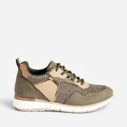 Tennis kaki et beige mix matière^Texto Sale