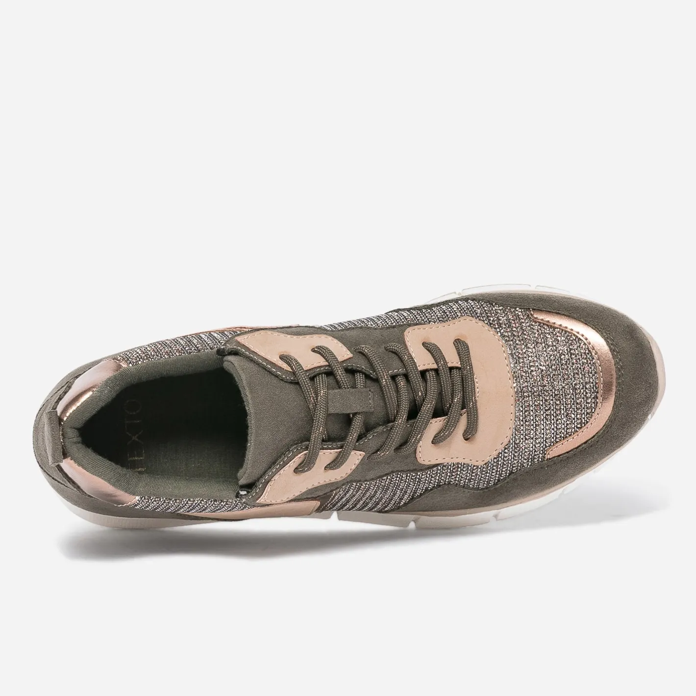 Tennis kaki et beige mix matière^Texto Sale