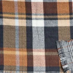 Étole bleu à double motifs carreaux^Eram Sale