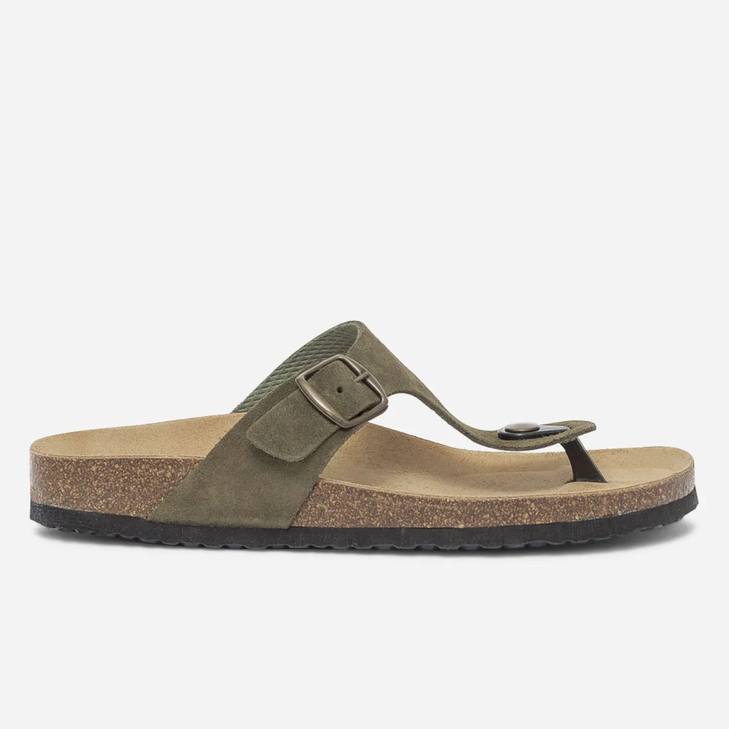 Tong anatomique kaki en cuir éco-conçu^Eram Online